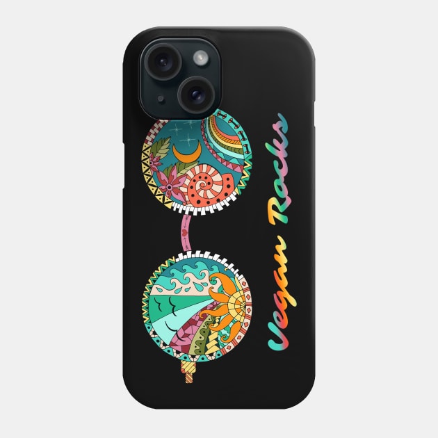 Cool VEGAN ROCKS Hippie Glasses Bohemian Free Spirit Phone Case by Dibble Dabble Designs