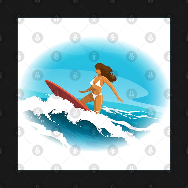 Surfing woman illustration by devaleta