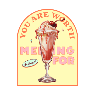 "You Are Worth Melting For" Vintage Cute Painting - A Melting Ice Cream Valentine's Day Delight T-Shirt