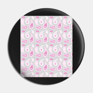 Pink Grey Paisley pattern Pin