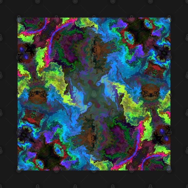 Psychedelic Hippie Square Blue Green and Pink by WormholeOrbital