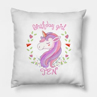 'Unicorn Tenth Birthday Girl' Cute Birthday Tenth Gift Pillow