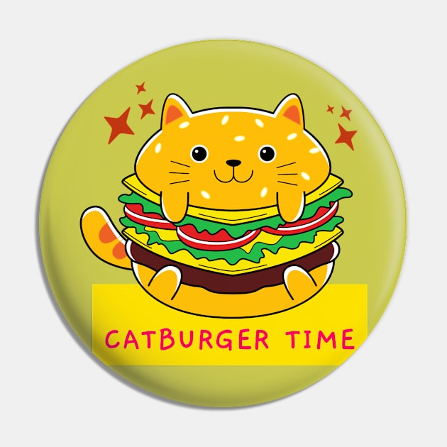 National Cheeseburger Day- Cute Catburger Pin by Rhythmic Designs