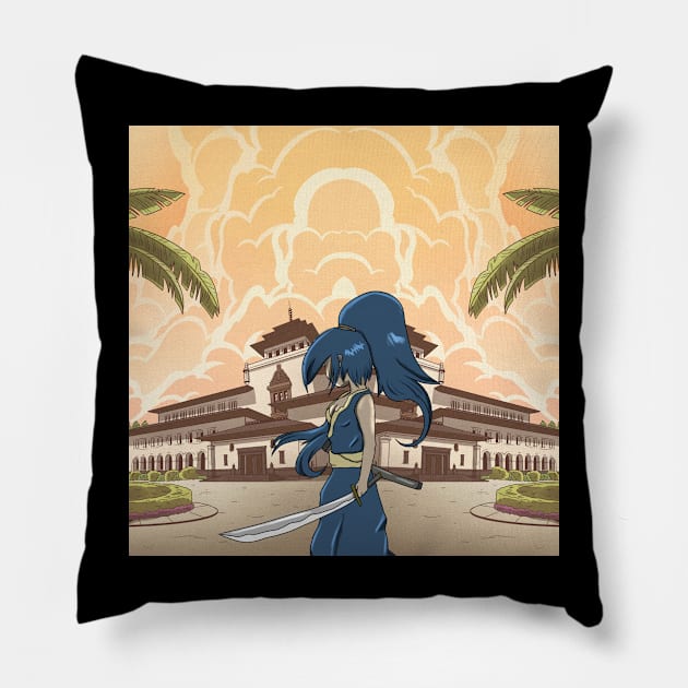 Ninja Girl Pillow by Sashmika Prabhashwara