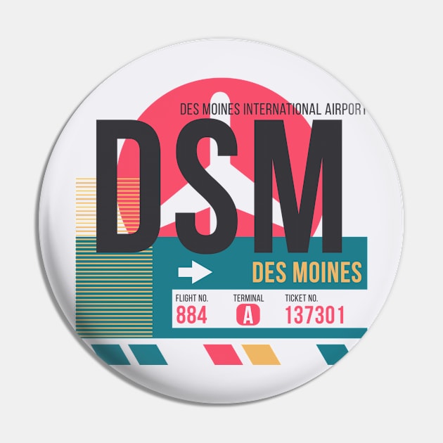 Des Moines (DSM) Airport // Sunset Baggage Tag Pin by Now Boarding