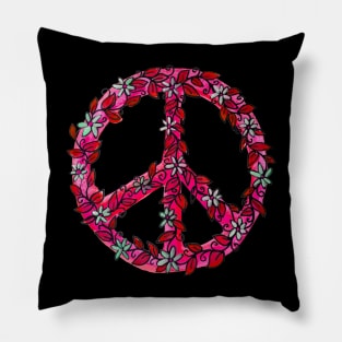 Pink Flower Power Peace Sign Pillow