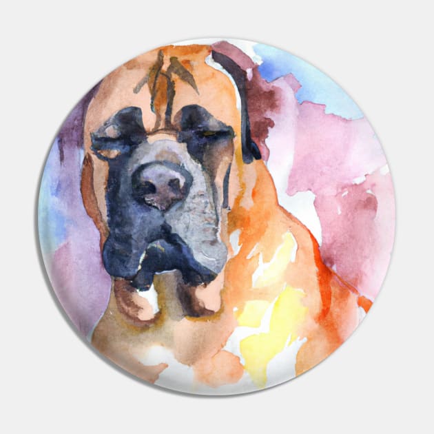 Boerboel Watercolor - Dog Lovers Pin by Edd Paint Something