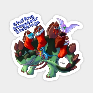 HoliDinos: Stuffing Stegosaur Stockings {Text} Magnet