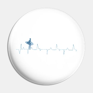 Heartbeat Surfer Blue Pin