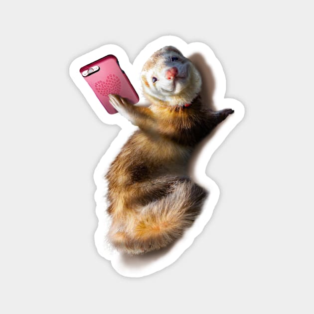 Smiling Ferret Selfie Funny Magnet by Random Galaxy