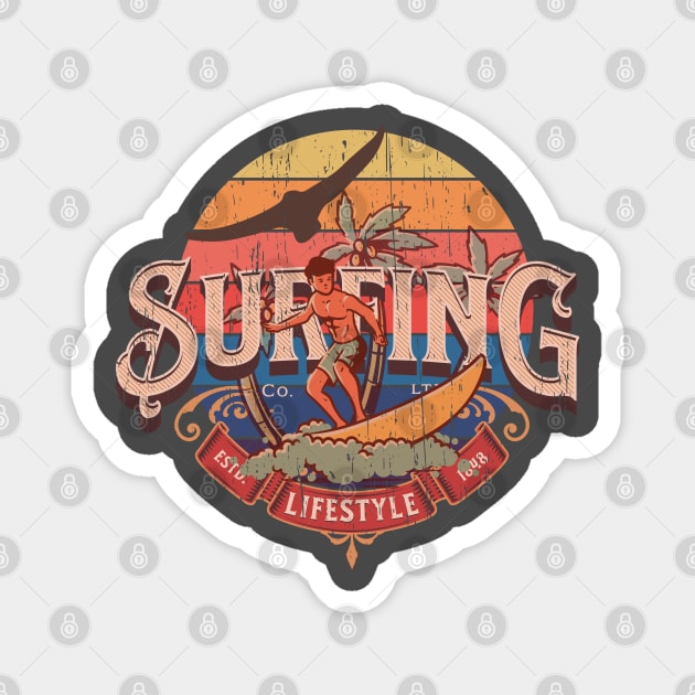 Vintage sun Surfing retro lifestyle distressed Magnet by SpaceWiz95