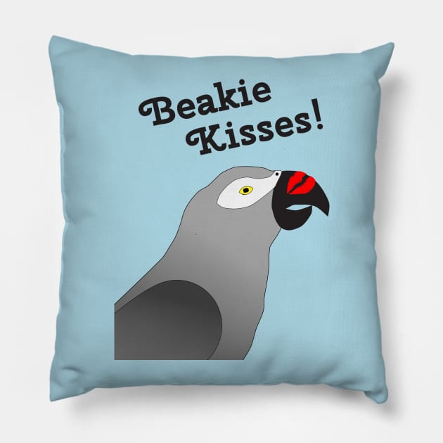 Beakie Kisses African Grey Parrot Pillow by Einstein Parrot