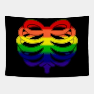 Rainbow Heart Ribcage Tapestry