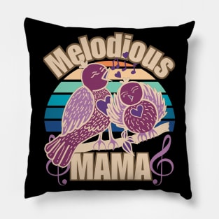 Melodious Mama Happy Mother's Day Vintage Singing Bird Drawing Pillow