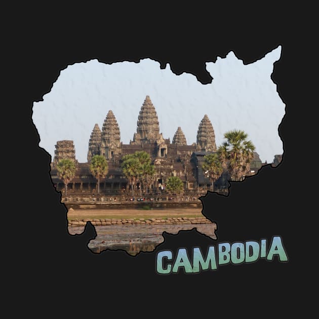 Cambodia Outline with Angkor Wat by gorff