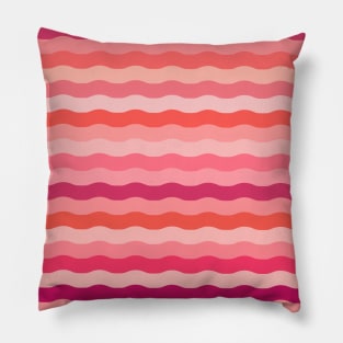 Retro Wavy Lines - Pink Orange Pillow