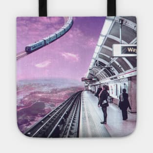 Sky Train - Space Aesthetic, Retro Futurism, Sci Fi Tote