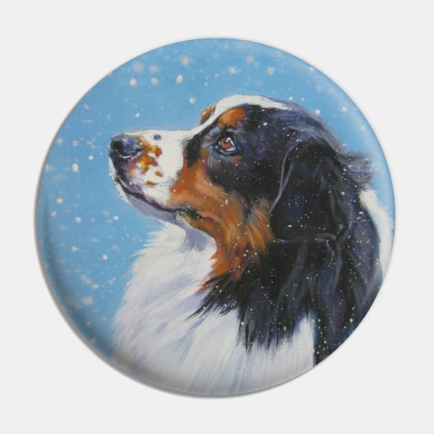 Australian Shepherd Fine Art Painting Pin by LASHEPARD