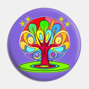 Vibrant 70s Style World Tree of Life (MD23ERD006c) Pin