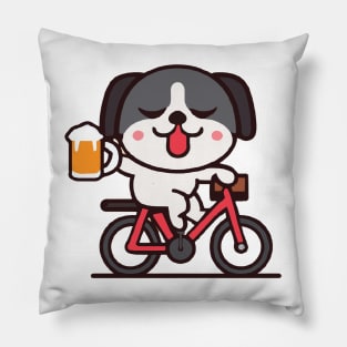 Super Cute Kawaii Dog on a Bike Pillow