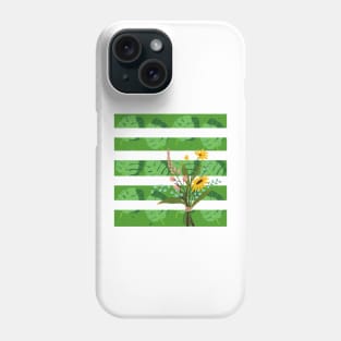 Stripe Flowers and Leaves Phone Case