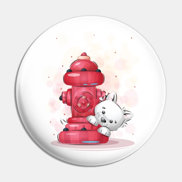 Puppy Red Fire Hydrant Pin by PuppyCharacterDesigns