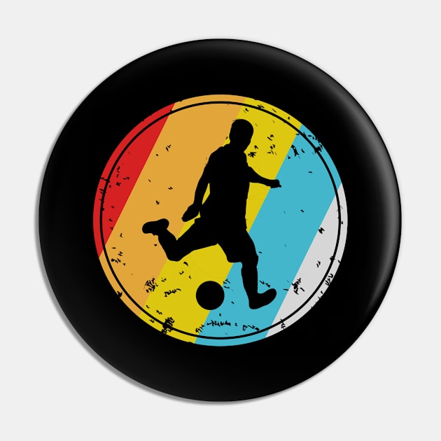 Retro Soccer Player Silhouette Pin by funkyteesfunny