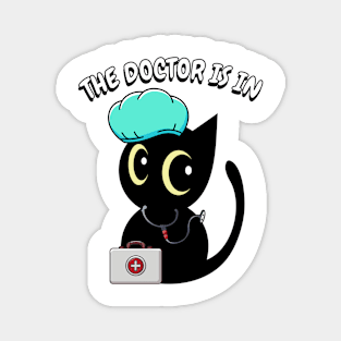 Cute black cat is a doctor Magnet