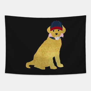 Preppy Dog Golden Retriever - Let's Play Ball Tapestry