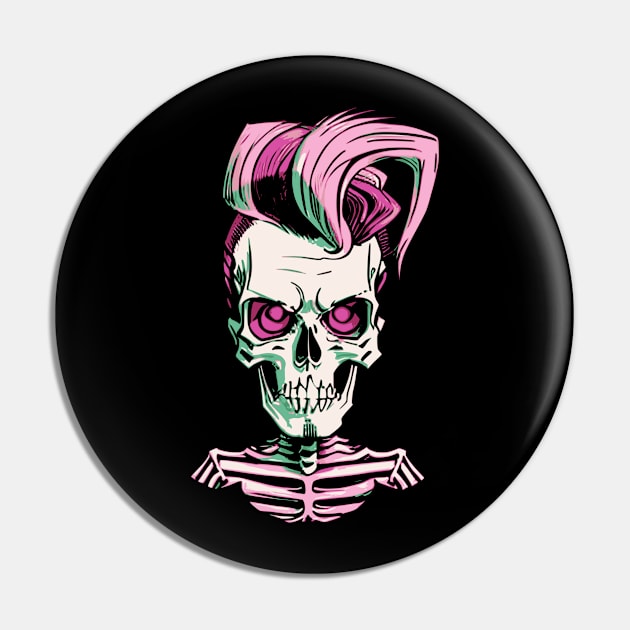 Fun Pink Rockabilly Skeleton Pin by CGI Studios