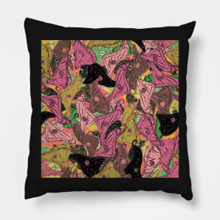 Butterfly Wings - Pink and Green Pillow