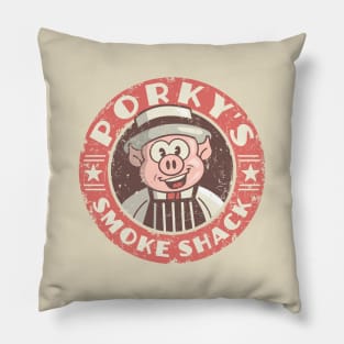 Porky's Smoke Shack BBQ Restaurant Retro Vintage Pillow