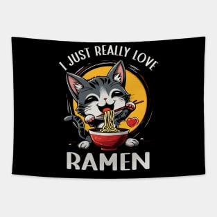 Cute Kawaii Ramen Lover Cat Tapestry