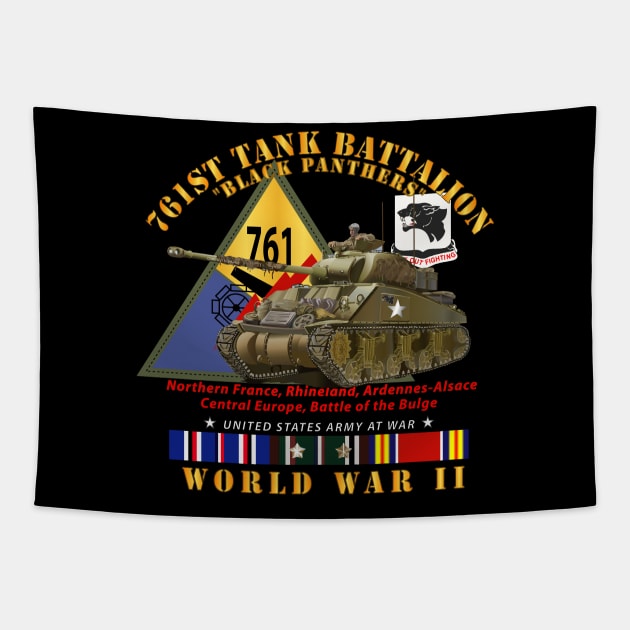 761st Tank Battalion - Black Panthers - w Tank w SSI WWII  EU SVC Tapestry by twix123844