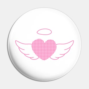 Pink Houndstooth angel heart (y2k preppy plazacore) Pin