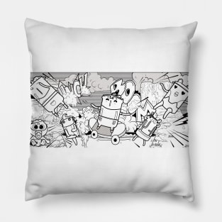 Happy cans pew cartoon illustration Pillow