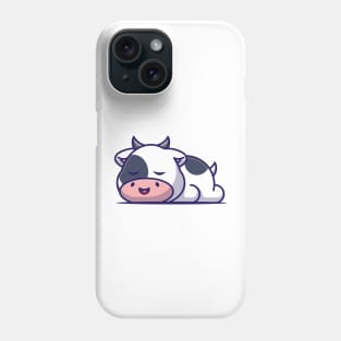 Cute cow sleeping cartoon illustration Phone Case