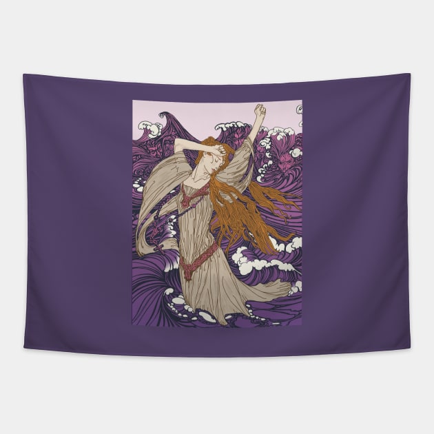 Pre-Raphaelite girl 3 (Purple) Tapestry by Soth Studio