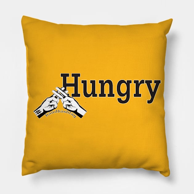 #Hungry Handhashtag Hashtag #Hungry Eating Vegan Pillow by Chipity-Design