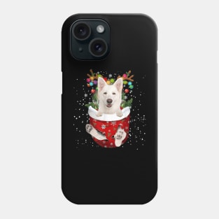 White German Shepherd Reindeer In Pocket Christmas Phone Case