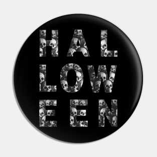 HALLOWEEN Scary Spooky Letters Made of Skulls Pin