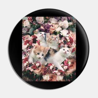 Cute Kitty Cat Flower Pin