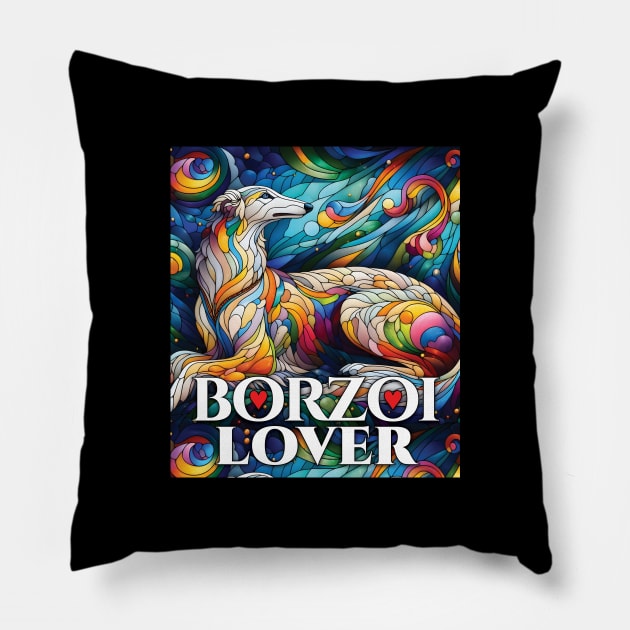 Borzoi lover, stained glass. I love borzois. Pillow by MrPila