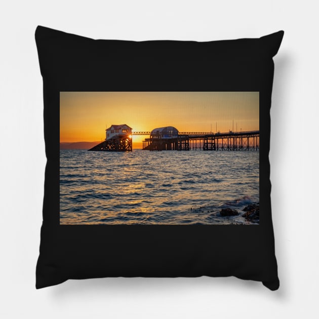 Mumbles Lifeboat Station and Pier Pillow by dasantillo