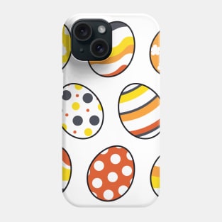 Egg Pattern | Yellow Orange Grey | Stripes Clouds Flowers Dots | White Phone Case