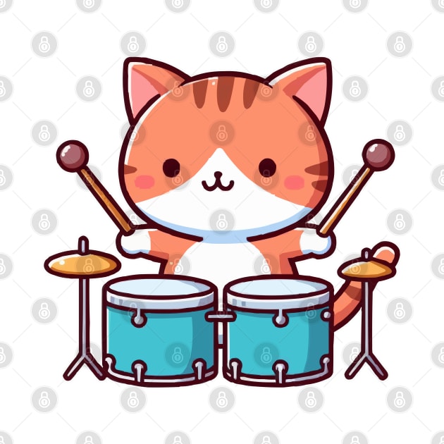 Cute Cat Drummer by fikriamrullah