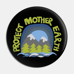 Protect Mother Earth Illustrated Mountain Climate Change Ambassador Pin