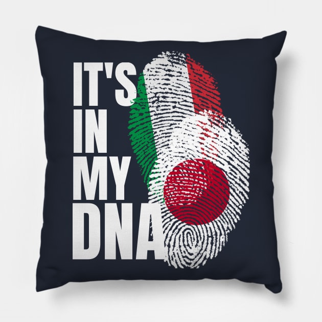 Japanese and Italian Mix Heritage DNA Flag Gift Pillow by Just Rep It!!