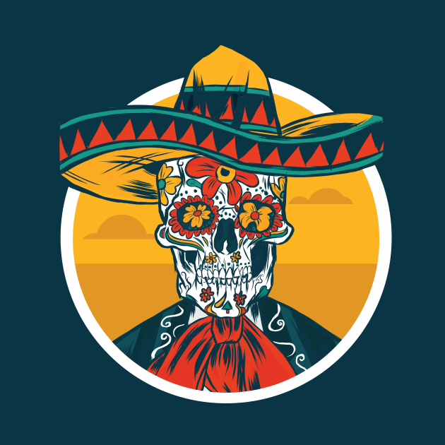 Day of the Dead Sugar Skull Vaquero with Sombrero by SLAG_Creative