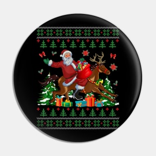 Christmas Horse Santa Riding Horse Sweater Pin